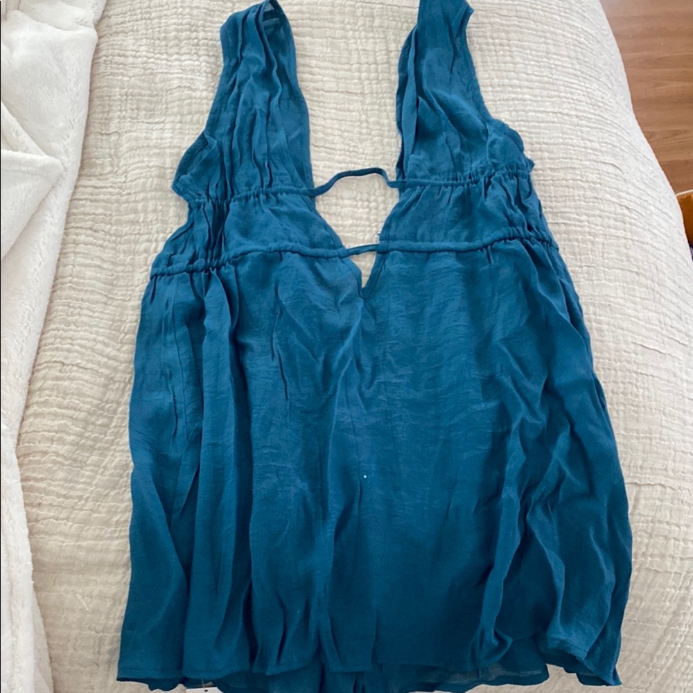 Linen Teal Sleeveless Coverup